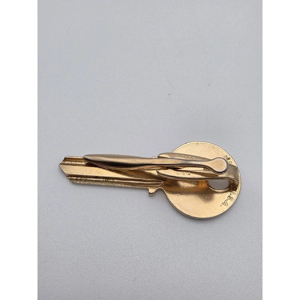 Vtg HICKOK USA Yale Key Tie Bar‎ Clip Clasp Gold Tone Excellent FREE $HIPPING!!